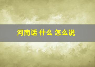 河南话 什么 怎么说